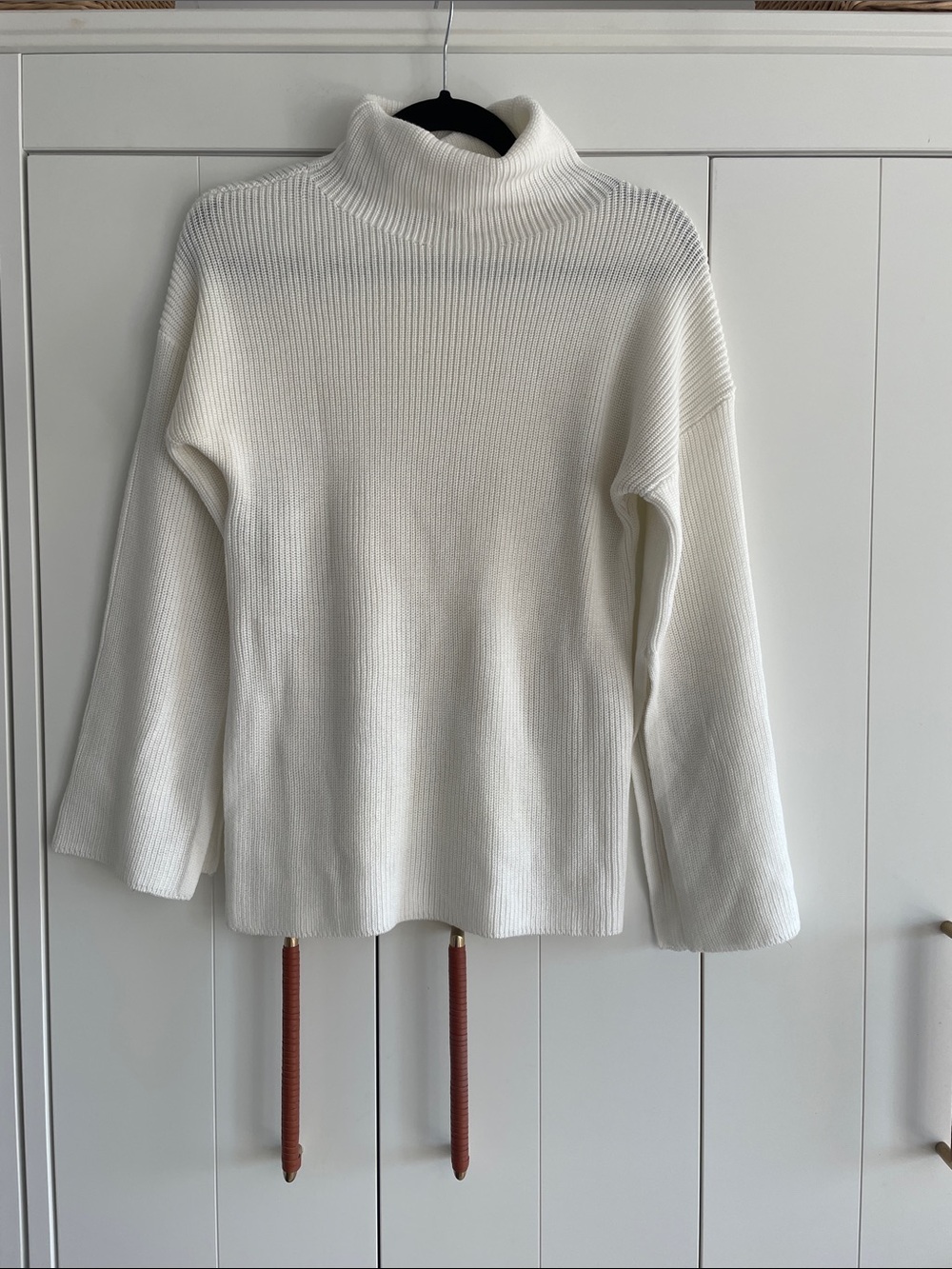 Mango Cream Ribbed Turtleneck Sweater